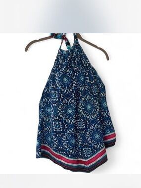 Boho 24th & Ocean tankini Halter Top with Blue Pattern size L